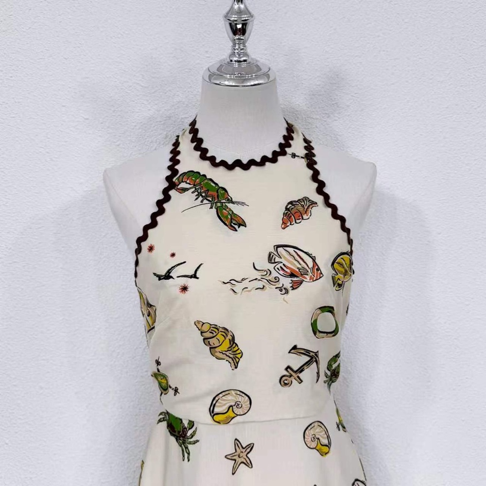 Alemais Cream Halter Maxi Dress with Multicolor Nautical Motif - Picture 7 of 9